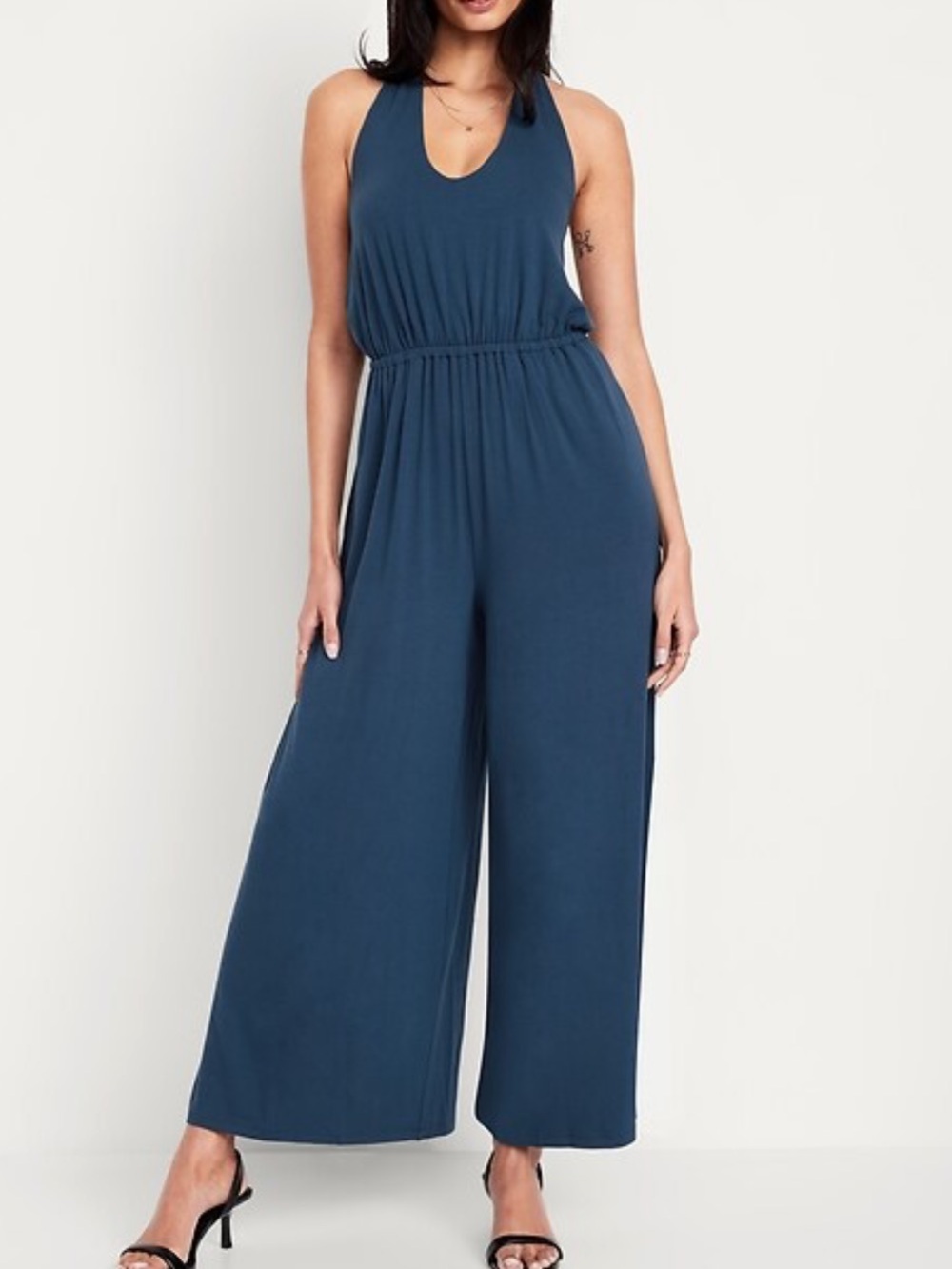 Old Navy Teal-Blue Sleeveless Wide-Leg Jumpsuit